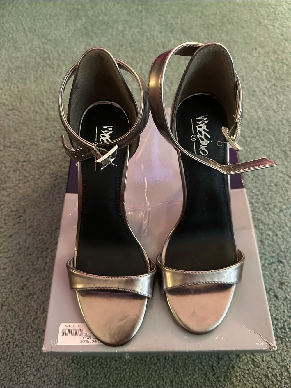 Mossimo pewter colored Metallic Ankle-Strap Heels